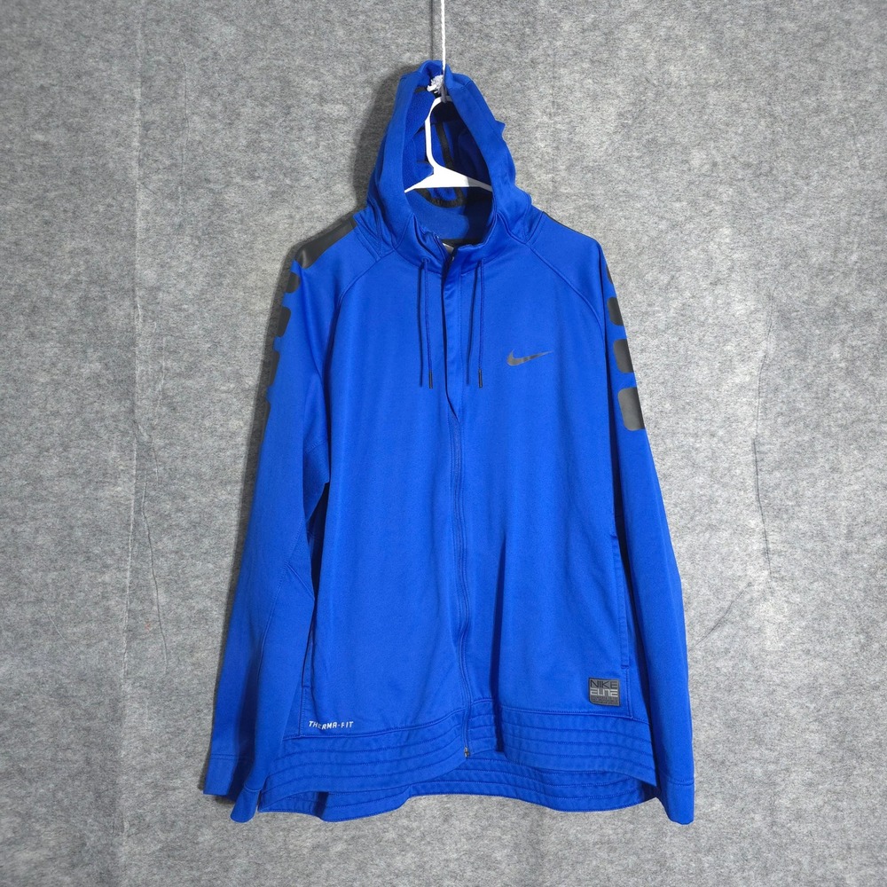 Nike Elite Therma-Fit Hoodie Mens XL Blue Full Zip Basketball Jacket 684172-480